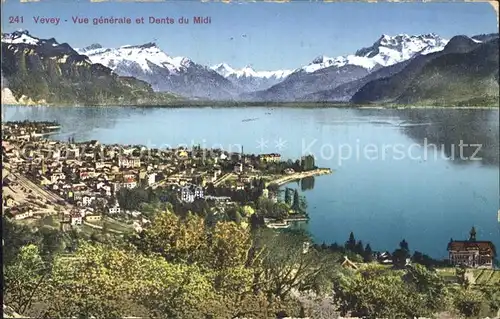 Vevey VD Panorama Lac Leman Dents du Midi Genfersee Alpen Kat. Vevey