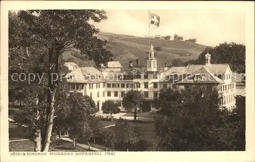 Weissbad Hotel und Kurhaus Schweizer Flagge Kat. Weissbad