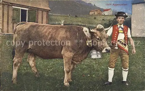 Appenzell IR Appenzeller Bauer Trachten Kuh Kat. Appenzell