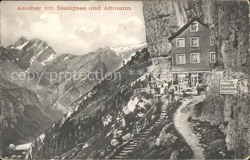 Aescher Wildkirchli Gasthaus Panorama Seealpsee Altmann Appenzeller Alpen Kat. Weissbad