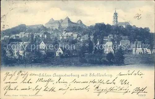 Augustusburg Ortsansicht mit Schloss und Kirche Schellenberg Kat. Augustusburg
