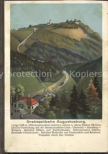 Augustusburg Drahtseilbahn Schloss Kuenstlerkarte Kat. Augustusburg