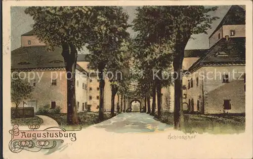 Augustusburg Schloss Schlosshof Kuenstlerkarte Kat. Augustusburg