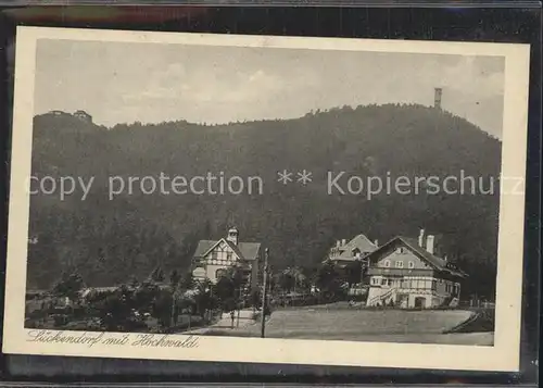 Lueckendorf Teilansicht mit Hochwald Aussichtsturm Kupfertiefdruck Kat. Kurort Oybin