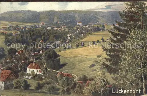 Lueckendorf Panorama Zittauer Gebirge Wiedemanns Kuenstlerkarte Kat. Kurort Oybin