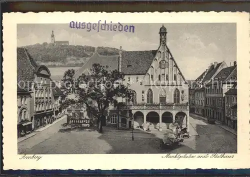 Amberg Oberpfalz Marktplatz Rathaus Kupfertiefdruck Kat. Amberg