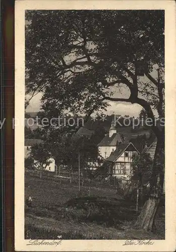 Lueckendorf Blick zur Kirche Kupfertiefdruck Kat. Kurort Oybin