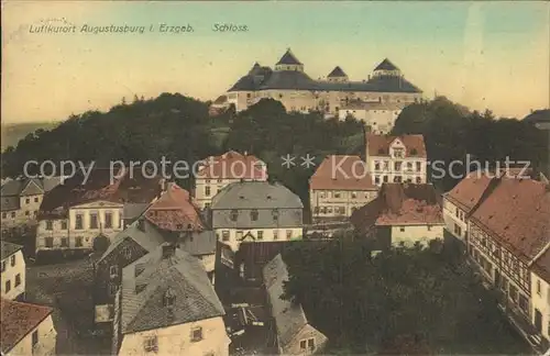 Augustusburg Teilansicht Luftkurort mit Schloss Kat. Augustusburg