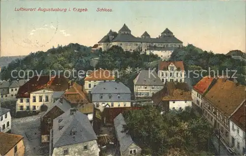 Augustusburg Teilansicht Luftkurort mit Schloss Kat. Augustusburg