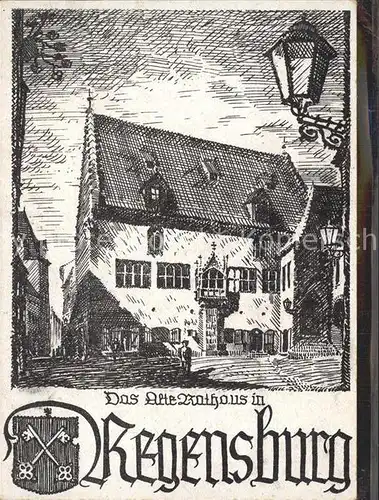 Regensburg Altes Rathaus Wappen Zeichnung Kuenstlerkarte Kat. Regensburg