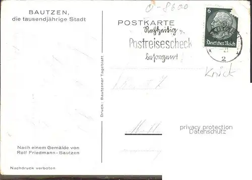 Bautzen 1000jaehrige Stadt Alte Wasserkunst Michaeliskirche Gemaelde Rolf Friedmann Kuenstlerkarte Kat. Bautzen