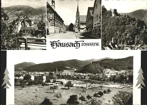 Hausach Panorama Schwarzwald Hauptstrasse Burgruine Schwimmbad Kat. Hausach Kinzigtal