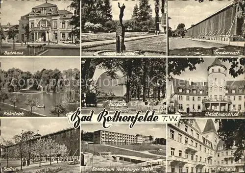 Bad Rothenfelde Badehaus Wittekindsprudel Gradierwerk Weidtmanshof Kurpark Kahnteich Saline Sanatorium Kurhaus Kat. Bad Rothenfelde