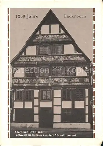 Paderborn 1200 Jahre Adam und Eva Haus Fachwerkgiebelhaus 16. Jhdt. Kat. Paderborn