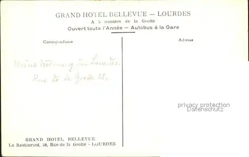 Lourdes Hautes Pyrenees Grandhotel Bellevue Kat. Lourdes