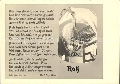 Haltingen Geburtskarte Rolf Kat. Weil am Rhein