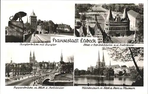 Luebeck Burgtorbruecke Burgtor Petrikirche Holstentor Puppenbruecke Muehlenteich Dom Museum Kat. Luebeck