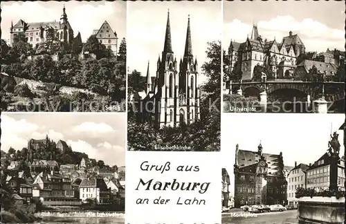 Marburg Lahn Schloss Elisabethkirche Universitaet Lahnweiher Marktplatz Kat. Marburg