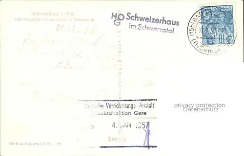 Schwarzburg Thueringer Wald HO Gaststaette Schweizerhaus im Schwarzatal Kat. Schwarzburg