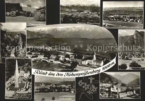 Hohenpeissenberg Schloss Panorama Totalansicht Oberammergau Schloss Linderhof Escholsbacher Bruecke Rottenbuch Kloster Ettal Kat. Hohenpeissenberg