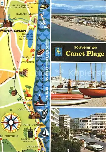 Perpignan Canet Plage Bootsliegeplatz Strassenpartie Lageplan Kat. Perpignan