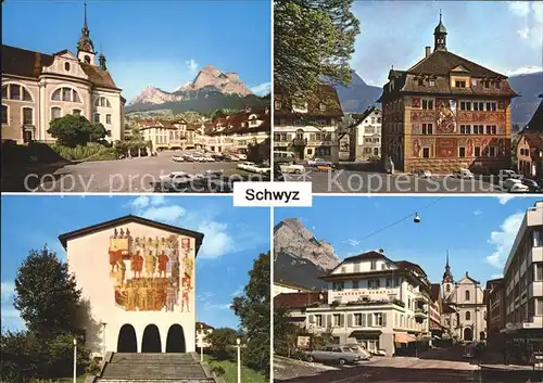 Schwyz St Martinskirche Rathaus Bundesbrief Archiv Herrengasse Kat. Schwyz