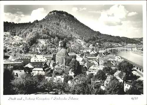 Koenigstein Saechsische Schweiz Stadt und Festung Kat. Koenigstein Saechsische Schweiz