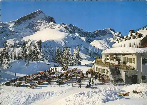 Kreuzeckhaus mit Alpspitze und Zugspitze Kat. Garmisch Partenkirchen