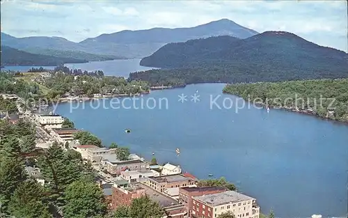 Lake Placid New York and Whiteface Mountain aerial view Kat. Lake Placid