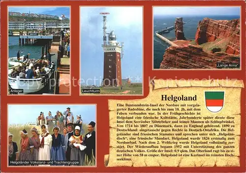 Helgoland Anleger Leuchtturm Volkstanz Trachtengruppe Lange Anne Kueste Geschichte / Helgoland /Pinneberg LKR