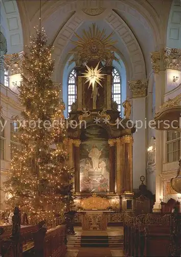 Hamburg St Michaeliskirche zur Weihnachtszeit Christbaum Kat. Hamburg