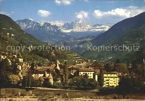 Bolzano Altstadt gegen den Rosengarten Dolomiten Kat. Bolzano