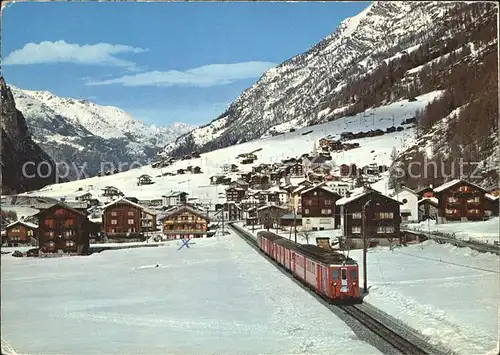 Randa Wintersportplatz im Mattertal Alpen Eisenbahn Kat. Randa