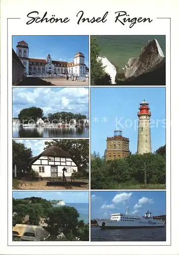 Insel Ruegen Kurhaus Binz Wissower Klinken Hafen Lauterbach Leuchtturm Kap Arkona Museum Goehren Hafen Sassnitz Faehre Kat. Bergen