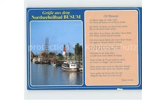 Buesum Nordseebad Hafenpartie Leuchtturm Gedicht Kat. Buesum