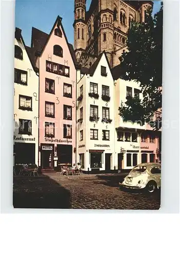 Koeln Rhein Altstadthaeuser mit Gross St Martin Fischmarkt Kat. Koeln