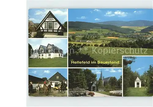 Hellefeld Panorama Verkehrsverein Altes Testament Reiterhof Kirche Bildstock Kat. Sundern (Sauerland)