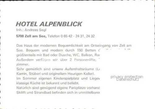 Zell See Hotel Alpenblick Kat. Zell am See