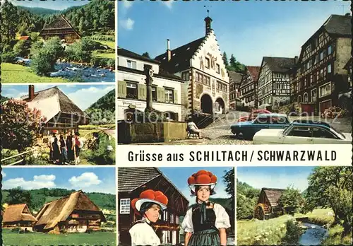 Schiltach Ortspartie Fachwerk Tracht Kat. Schiltach Schwarzwald