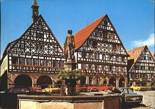 Dornstetten Wuerttemberg bei Freudenstadt Fachwerkhaeuser mit Brunnen Kat. Dornstetten