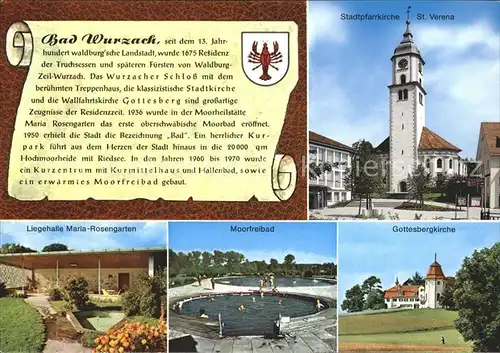 Bad Wurzach Stadtpfarrkirche Gottesberg Moorfreibad Liegehalle Maria Rosengarten Geschichte Kat. Bad Wurzach