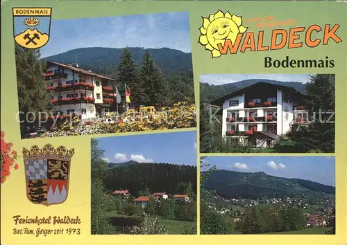 Bodenmais Kurhotel Ferienhotel Waldeck Panorama Bayerischer Wald Wappen Kat. Bodenmais