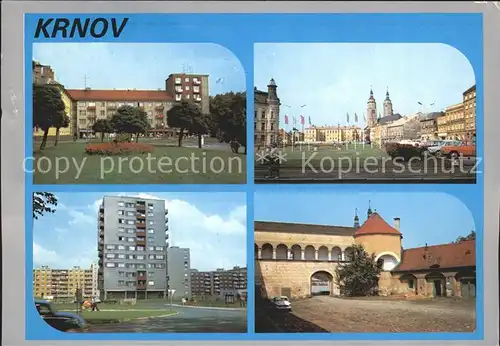 Krnov Teilansichten Hochhaus Platz Kirchtuerme Schloss Kat. Krnov