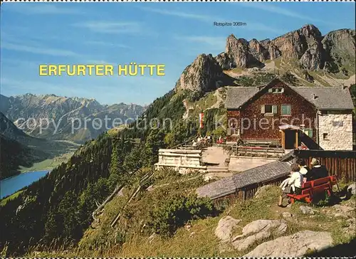 Erfurterhuette Berghuette Rofangebirge Alpenpanorama Kat. Eben am Achensee