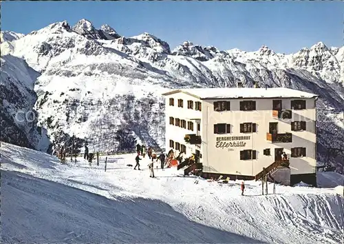 Neustift Stubaital Tirol Bergrestaurant Elferhuette Blick gegen Kalkkoegel Wintersportplatz Stubaier Alpen Kat. Neustift im Stubaital
