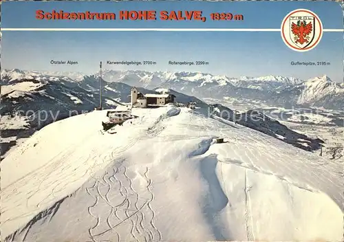 Hohe Salve Schizentrum Gipfelrestaurant Alpenpanorama Fliegeraufnahme Kat. Hopfgarten im Brixental