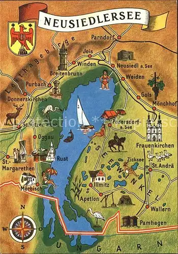 Moerbisch See Neusiedlersee und Umgebung Landkarte Kat. Moerbisch am See