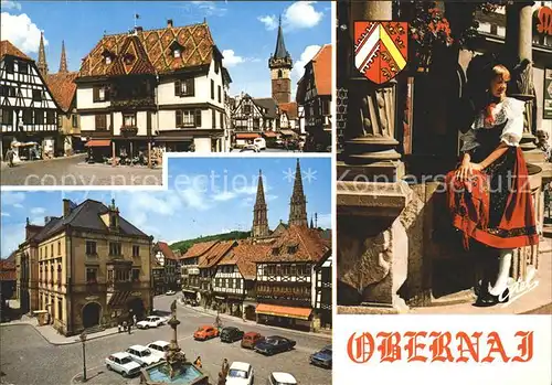 Obernai Bas Rhin Place de l Etoile Rue Sainte Odile Chapelle Place du Marche Fontaine Costume traditionnel Kat. Obernai