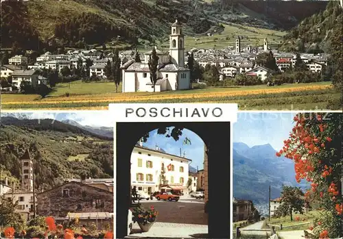 Poschiavo Teilansichten Kirche Tor Rosenstock Kat. Poschiavo