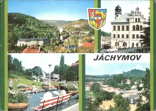 Jachymov Okres Karlovy Vary Panorama lazni Radnice Lazensky park Stred mesta Kat. Sankt Joachimsthal